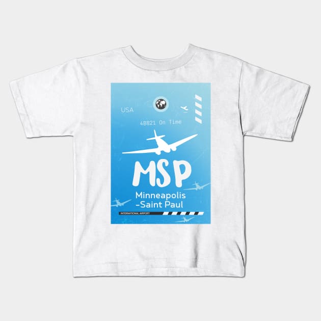 MSP Minneapolis Saint Paul airport tag Kids T-Shirt by Woohoo